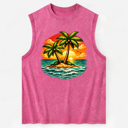 Tropical Island - Vintage Washed Tank - Pink