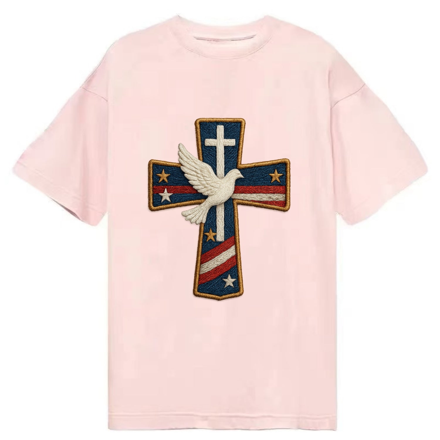 Dove and Cross  - Classic T-shirt - Pink