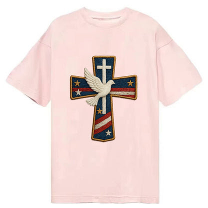 Dove and Cross  - Classic T-shirt - Pink