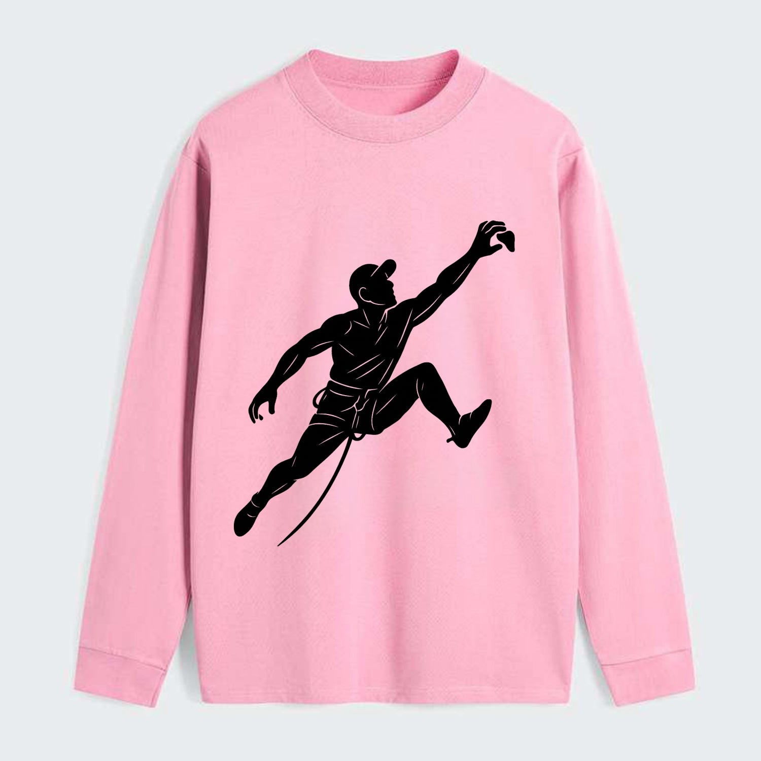 Rock wall climber reaching hold - Classic Long Sleeve Shirt - Pink