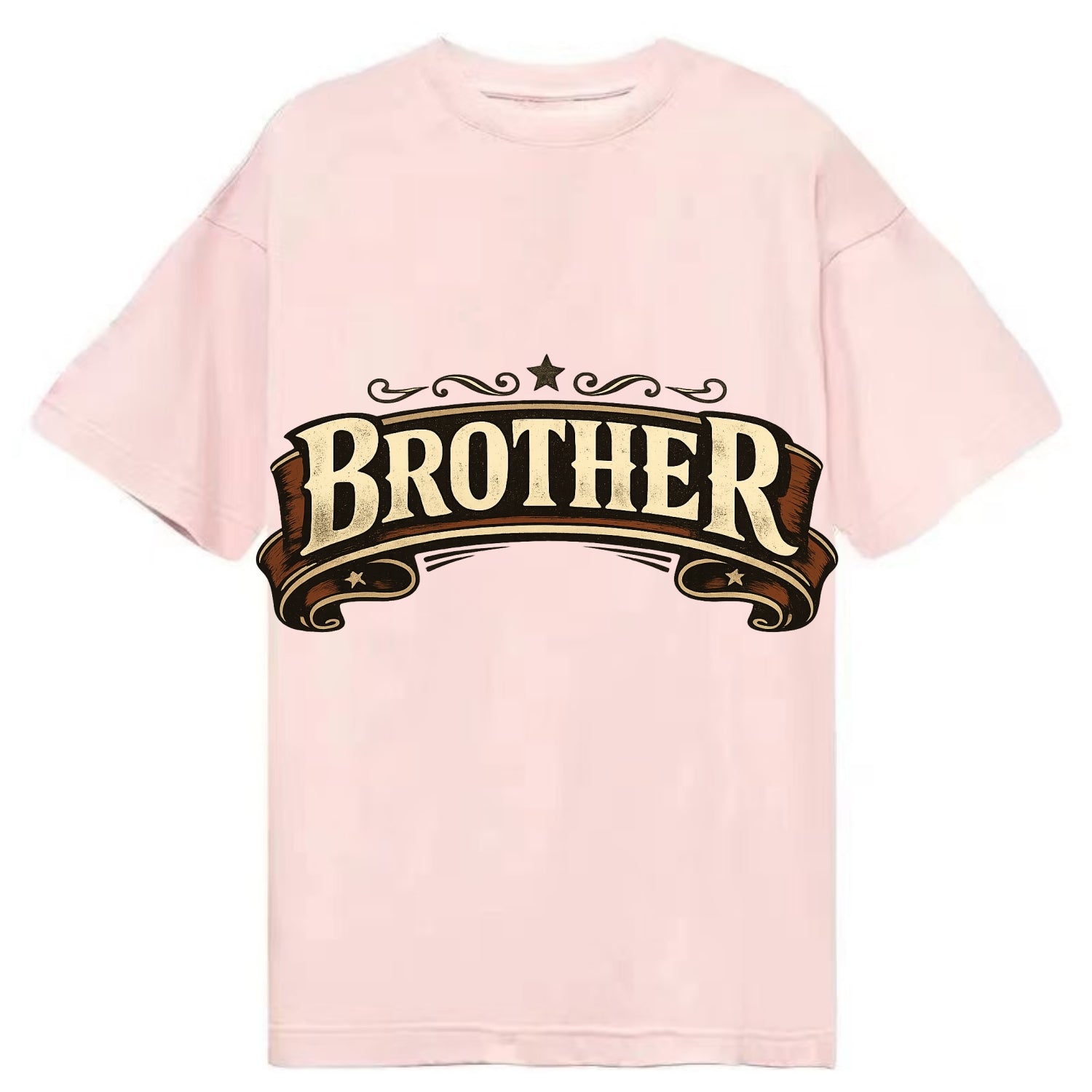 Bold typography design - "BROTHER" - male bond, brotherhood - Classic T-shirt - Pink