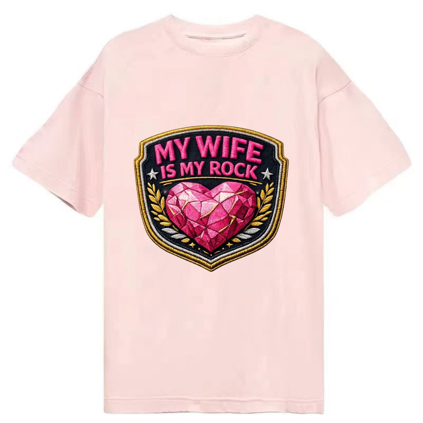 MY WIFE IS MY ROCK - pink rock heart - pink - solid wife - Classic T-shirt - Pink