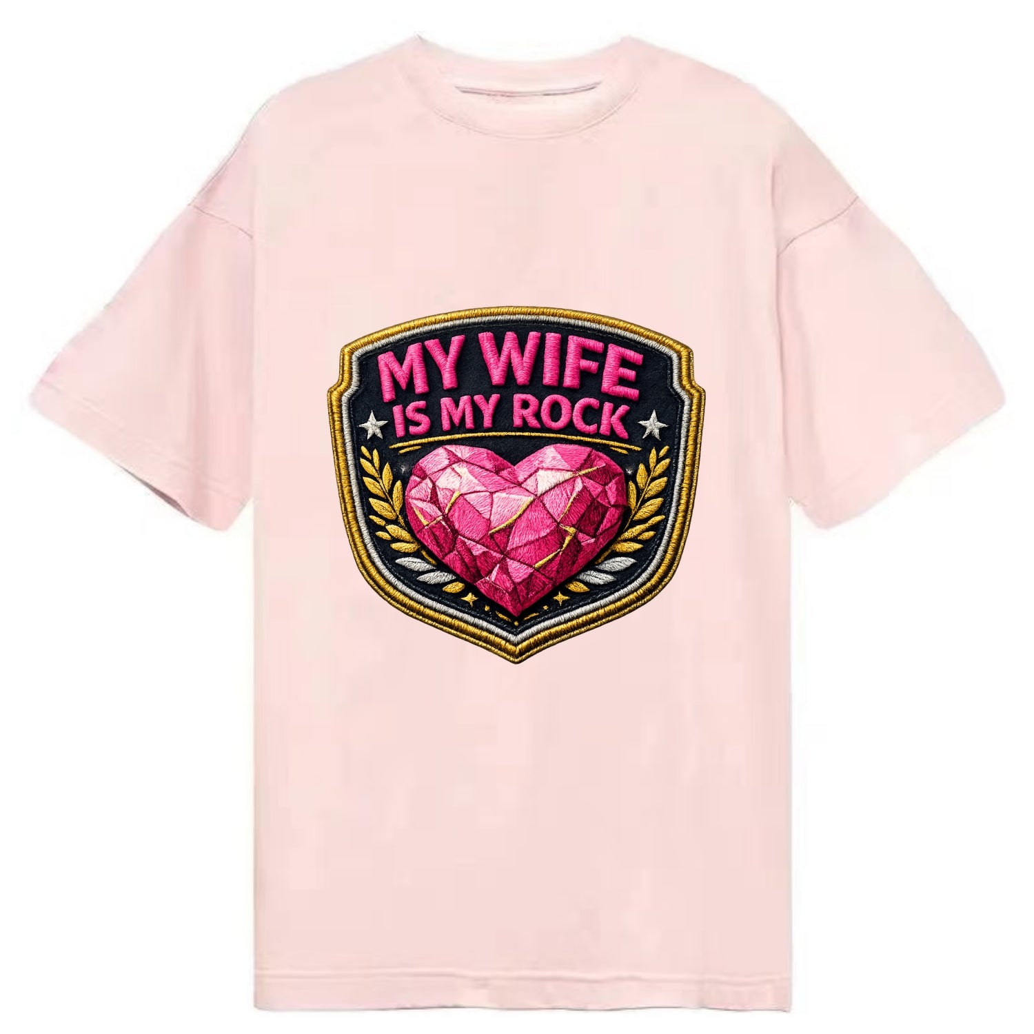 MY WIFE IS MY ROCK - pink rock heart - pink - solid wife - Classic T-shirt - Pink