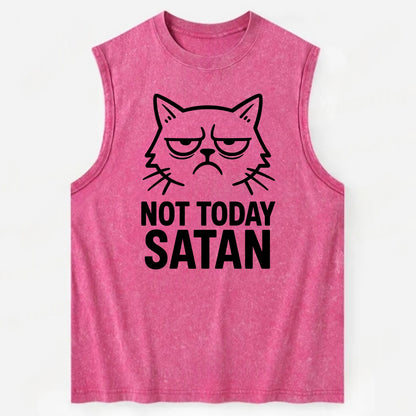 Monday Mood Cat - Vintage Washed Tank - Pink