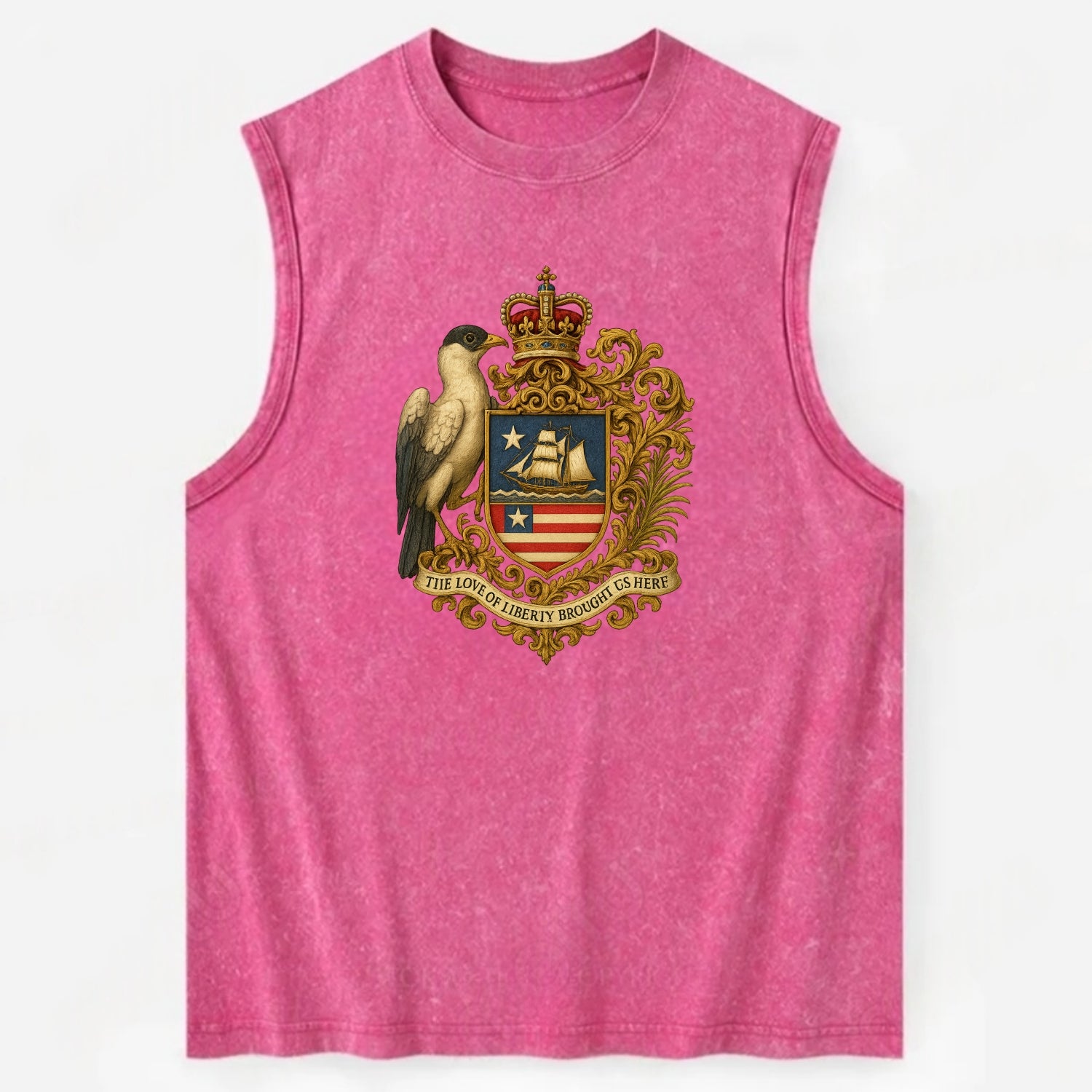 Liberia Pepper Bird Emblem  - Vintage Washed Tank - Pink