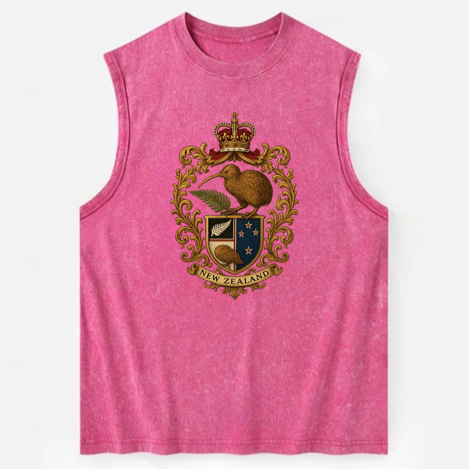 New Zealand Kiwi Emblem  - Vintage Washed Tank - Pink
