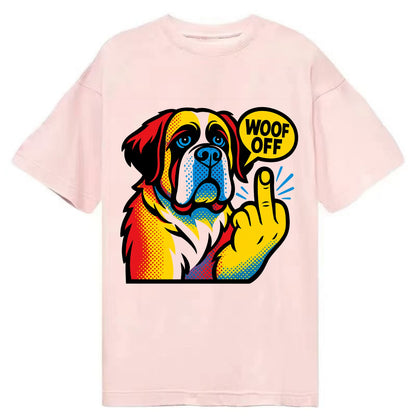 Saint Bernard with gentle giant face and droopy jowls, huge paw raised - Classic T-shirt - Pink