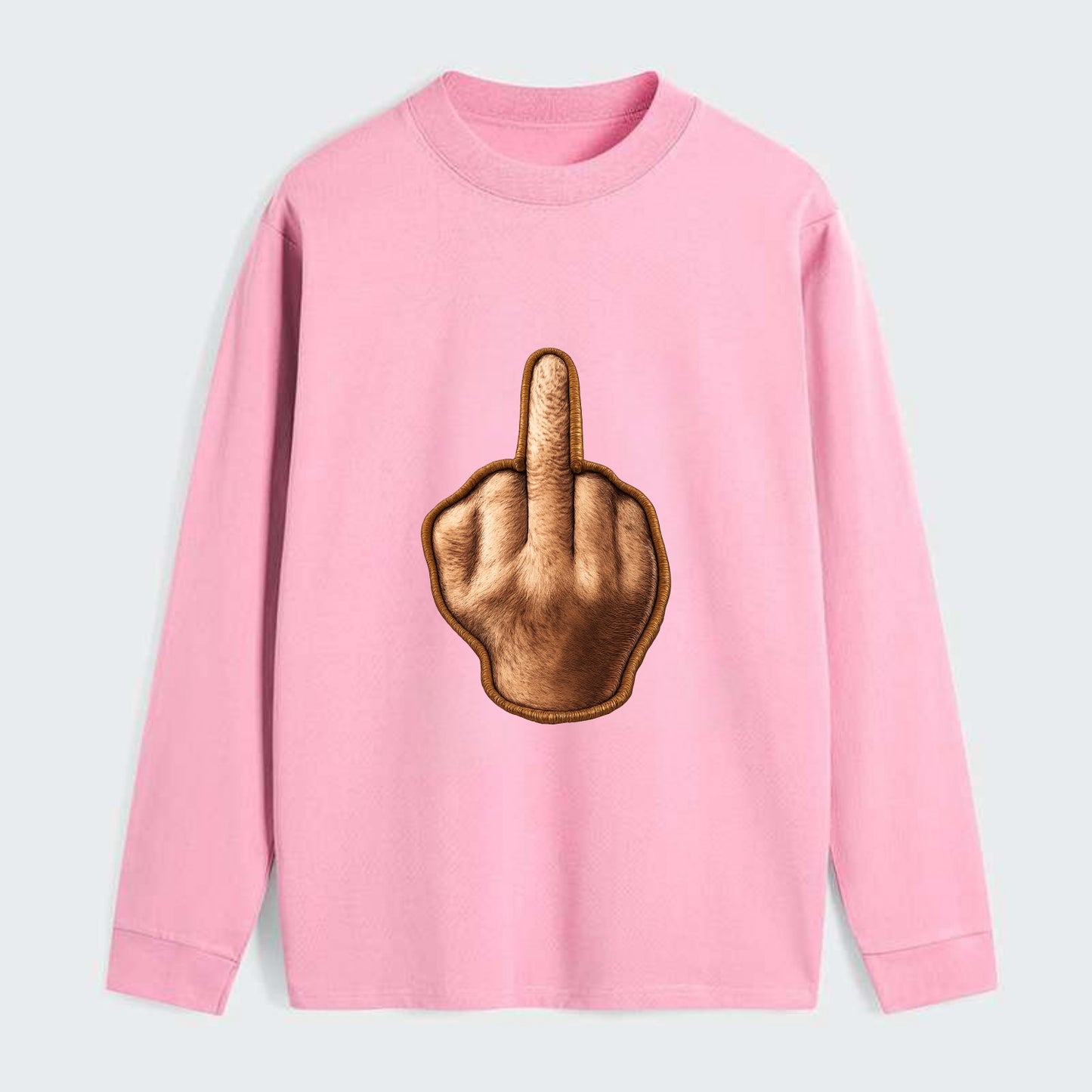 MIDDLE FINGER - hand gesture in skin tone , attitude - Classic Long Sleeve Shirt - Pink
