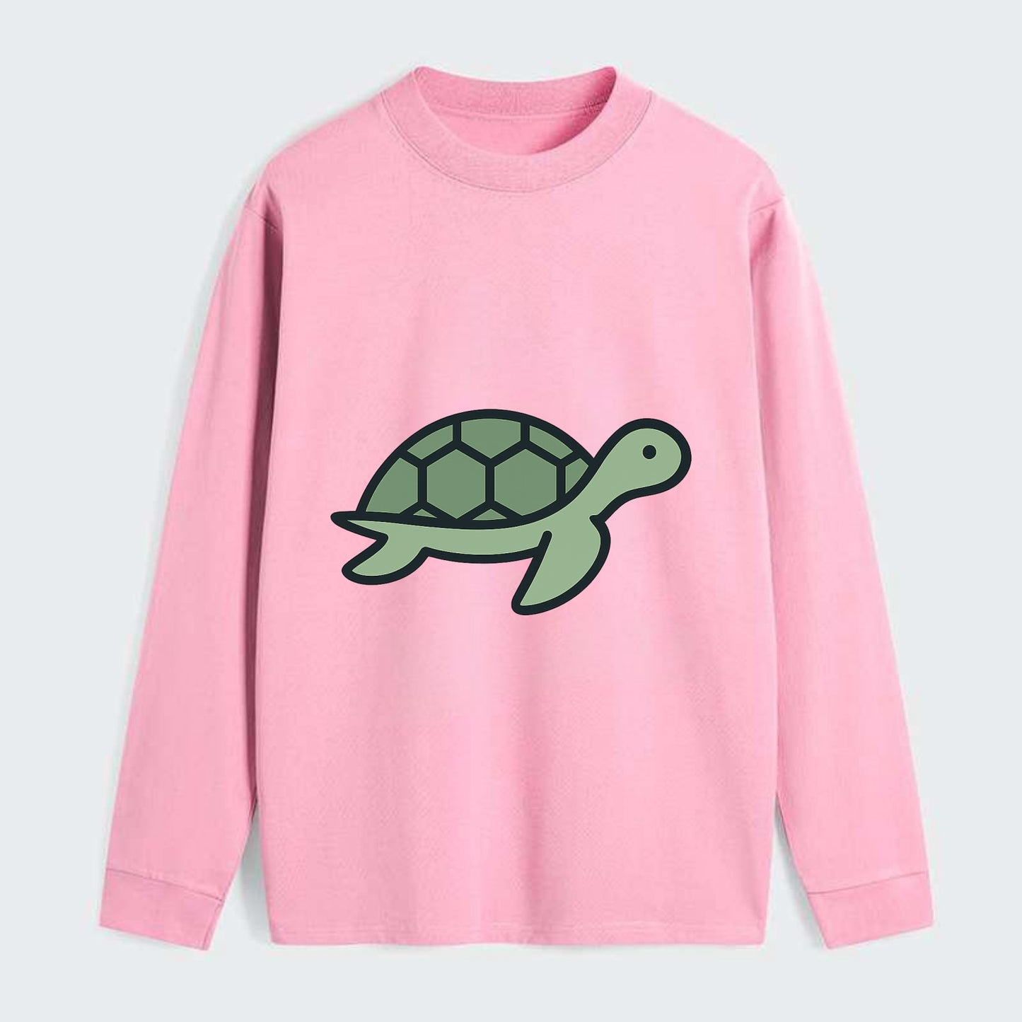 Sea Turtle - Green with shell pattern flat side profile - Classic Long Sleeve Shirt - Pink