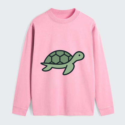 Sea Turtle - Green with shell pattern flat side profile - Classic Long Sleeve Shirt - Pink