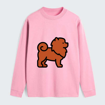 Chow Chow - Red fluffy flat side profile - Classic Long Sleeve Shirt - Pink