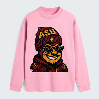 Tempe Sparky wearing Arizona State beanie with fork patch - Classic Long Sleeve Shirt - Pink