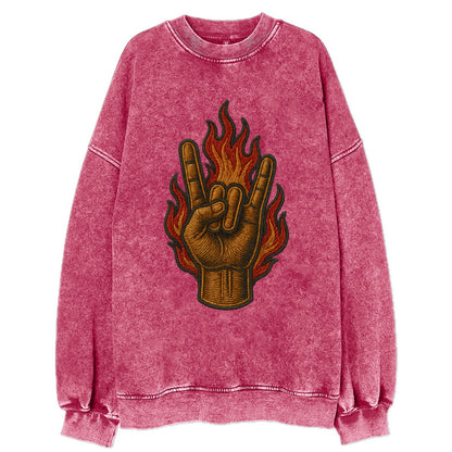 Devil Horns  - Vintage Sweatshirt - Pink