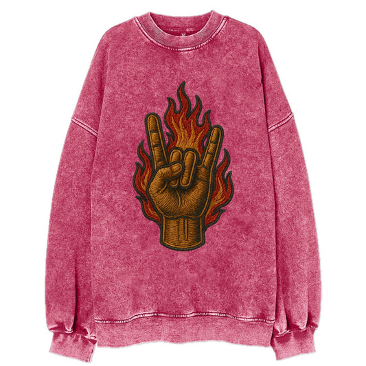 Devil Horns  - Vintage Sweatshirt - Pink