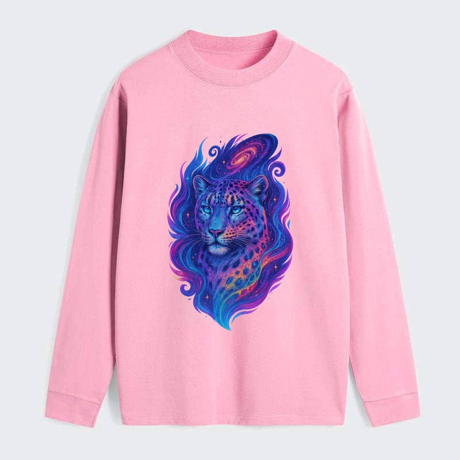Majestic snow leopard with rainbow gradient spots, crystalline flowing - Classic Long Sleeve Shirt - Pink