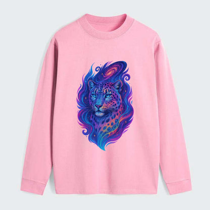 Majestic snow leopard with rainbow gradient spots, crystalline flowing - Classic Long Sleeve Shirt - Pink