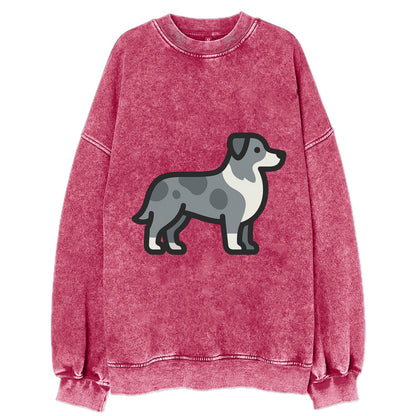 Australian Shepherd - Blue merle flat side profile - Vintage Sweatshirt - Pink