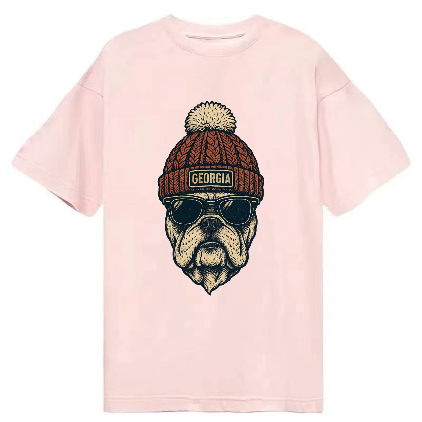 Athens Bulldog wearing Georgia beanie wi - Classic T-shirt - Pink