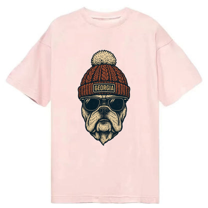 Athens Bulldog wearing Georgia beanie wi - Classic T-shirt - Pink