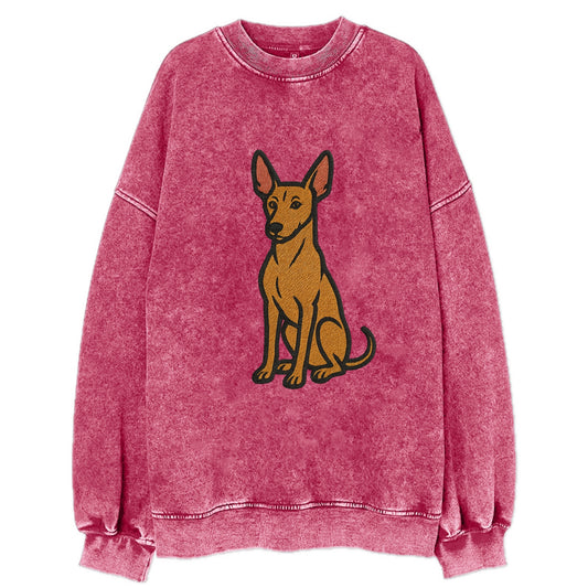 Pharaoh Hound - Tan colored embroidered pose - Vintage Sweatshirt - Pink