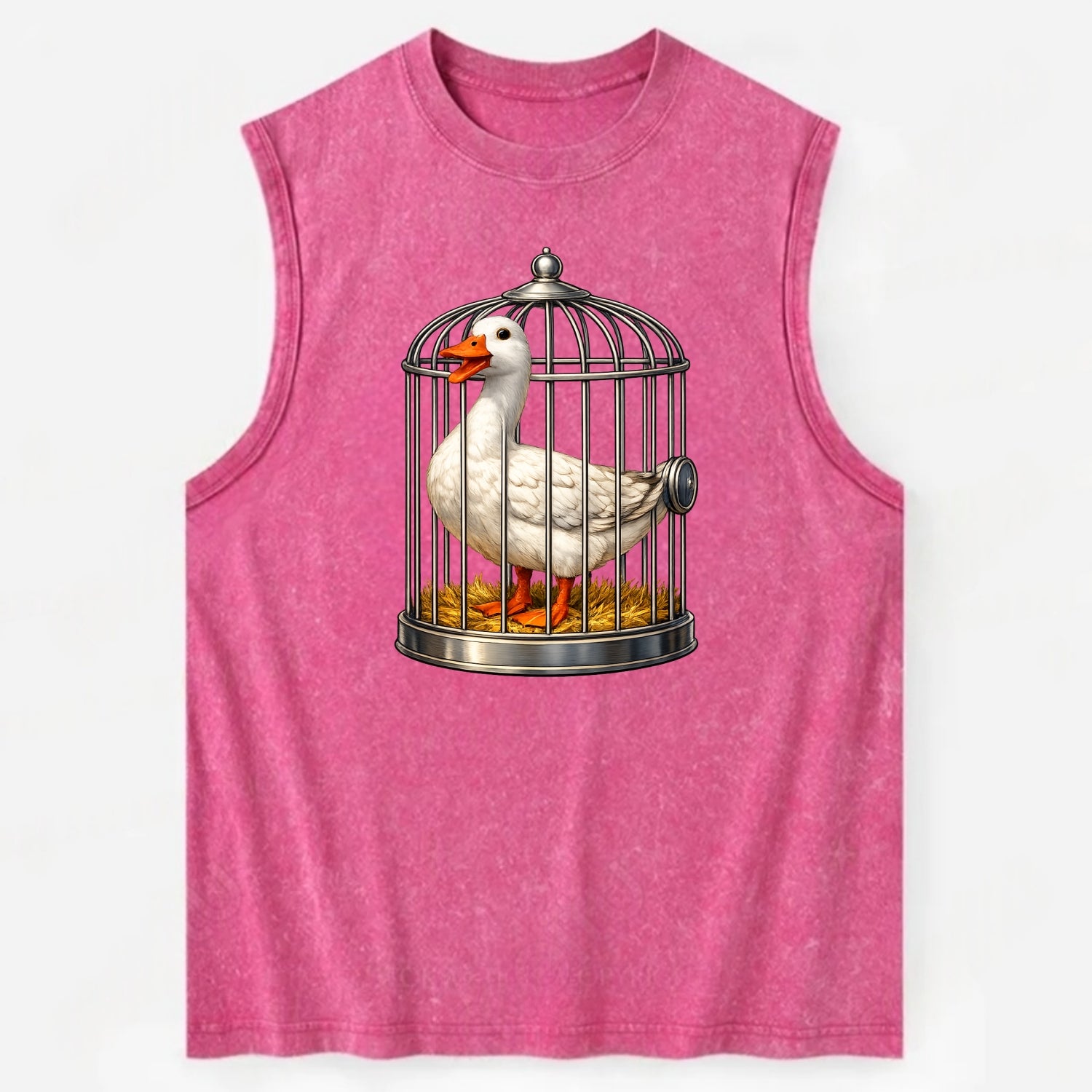 Duck In Cage - Vintage Washed Tank - Pink