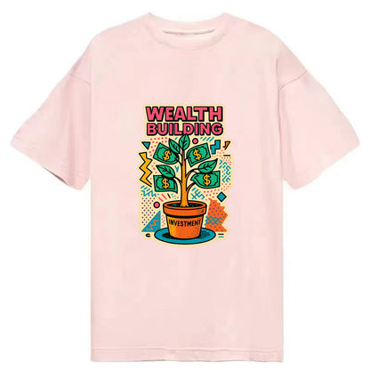 Money tree growing from investment pot - financial independence journey, wealth - Classic T-shirt - Pink