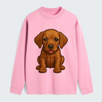 Baby Vizsla Puppy - golden rust coat, soulful eyes, athletic build, - Classic Long Sleeve Shirt - Pink