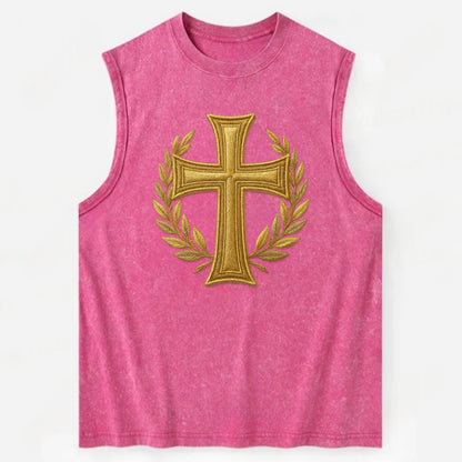 Victory Cross  - Vintage Washed Tank - Pink