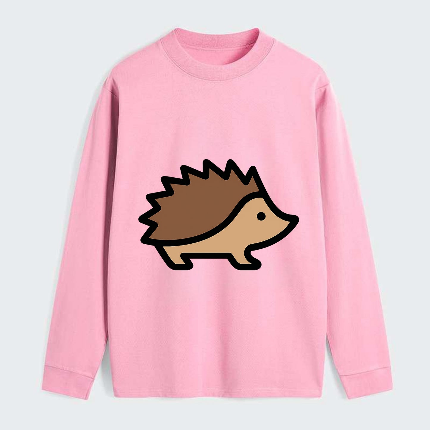 Hedgehog - Brown spiky back flat side profile - Classic Long Sleeve Shirt - Pink
