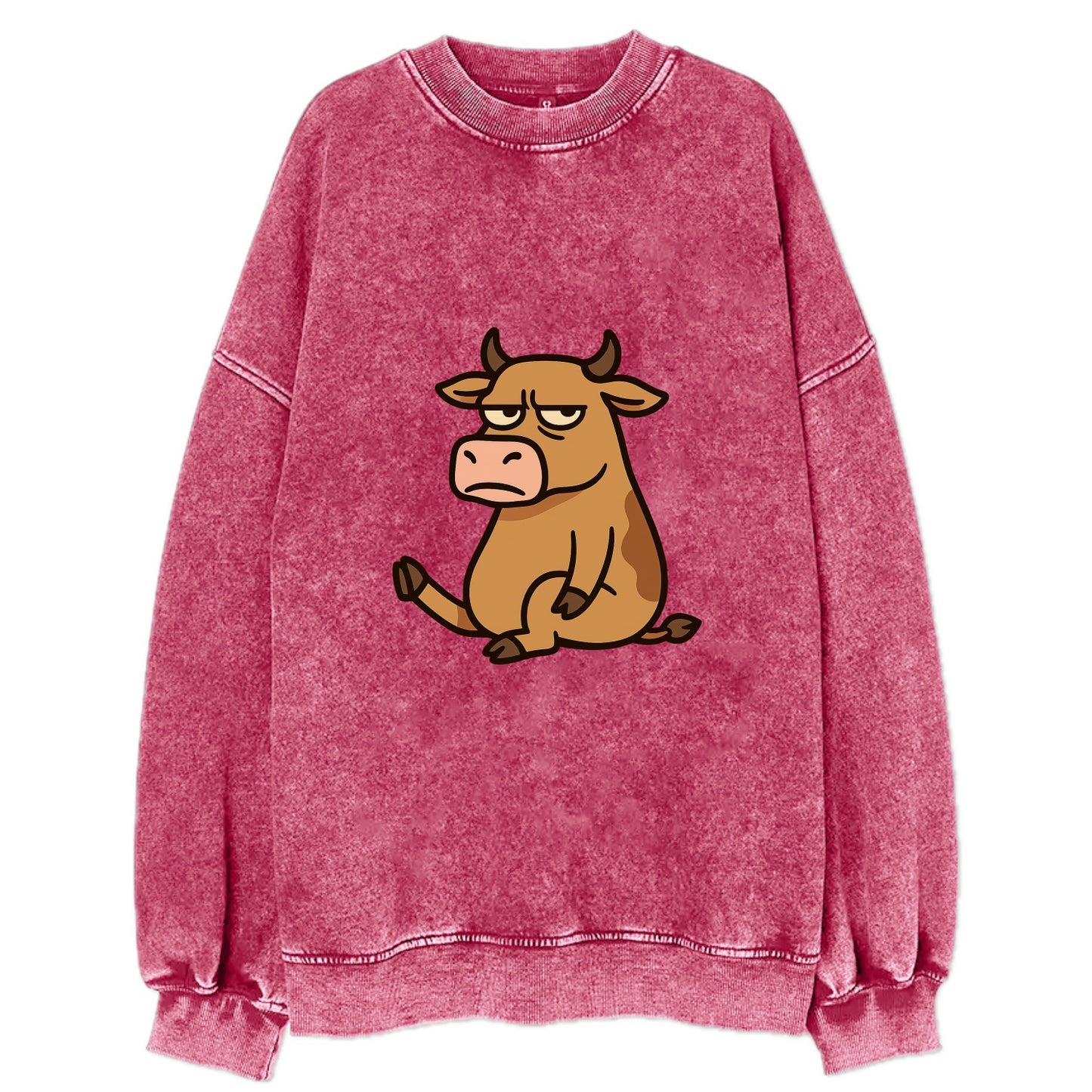 The Cow Judging Silently - Vintage Sweatshirt - Pink