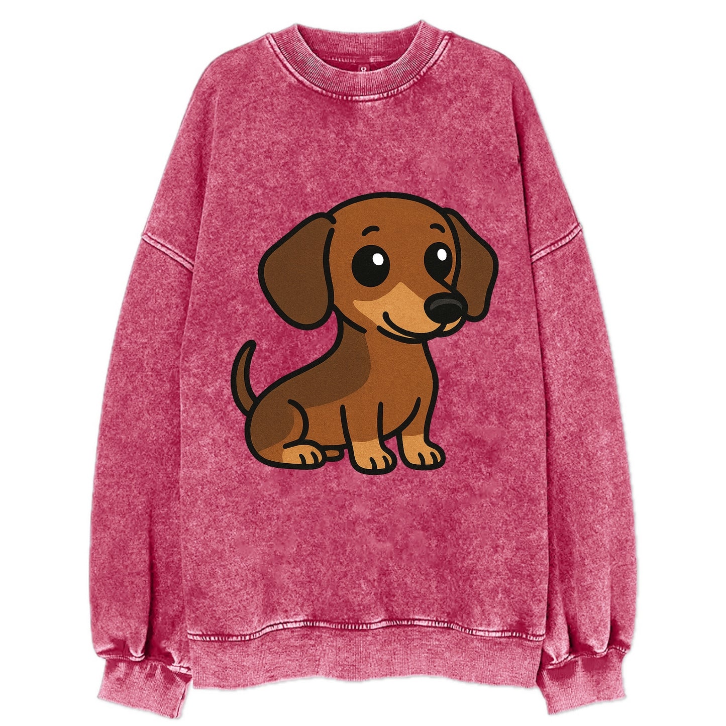 Dachshund - Long body profile view - Vintage Sweatshirt - Pink