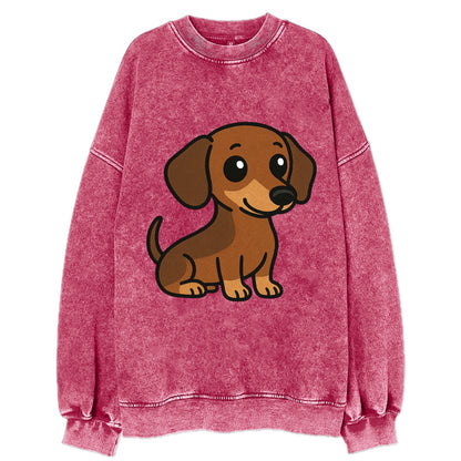 Dachshund - Long body profile view - Vintage Sweatshirt - Pink