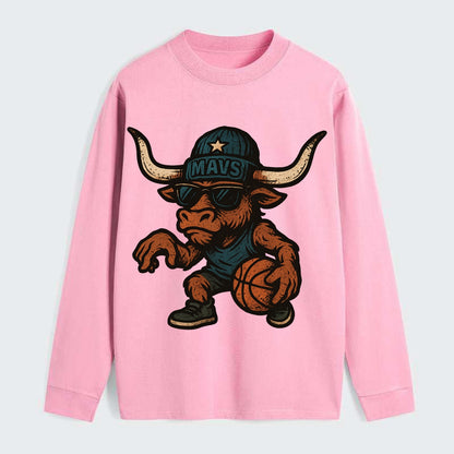 Texas Longhorn wearing Mavs beanie with lone star patch and wayfarer - Classic Long Sleeve Shirt - Pink