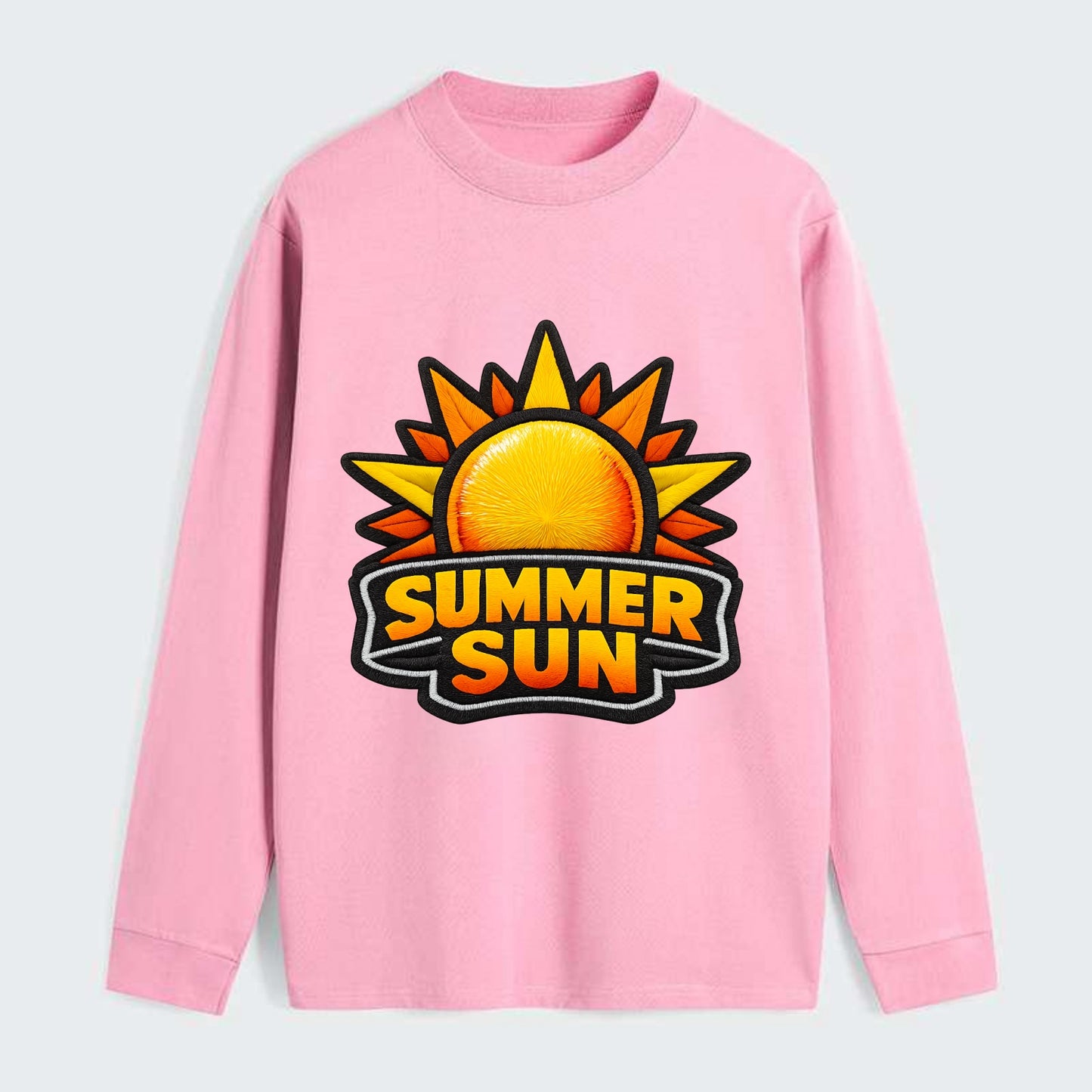 SUMMER SUN - bright sun with rays in yellow and orange , hot season - Classic Long Sleeve Shirt - Pink