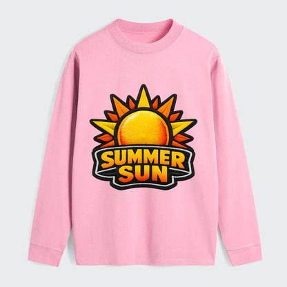 SUMMER SUN - bright sun with rays in yellow and orange , hot season - Classic Long Sleeve Shirt - Pink