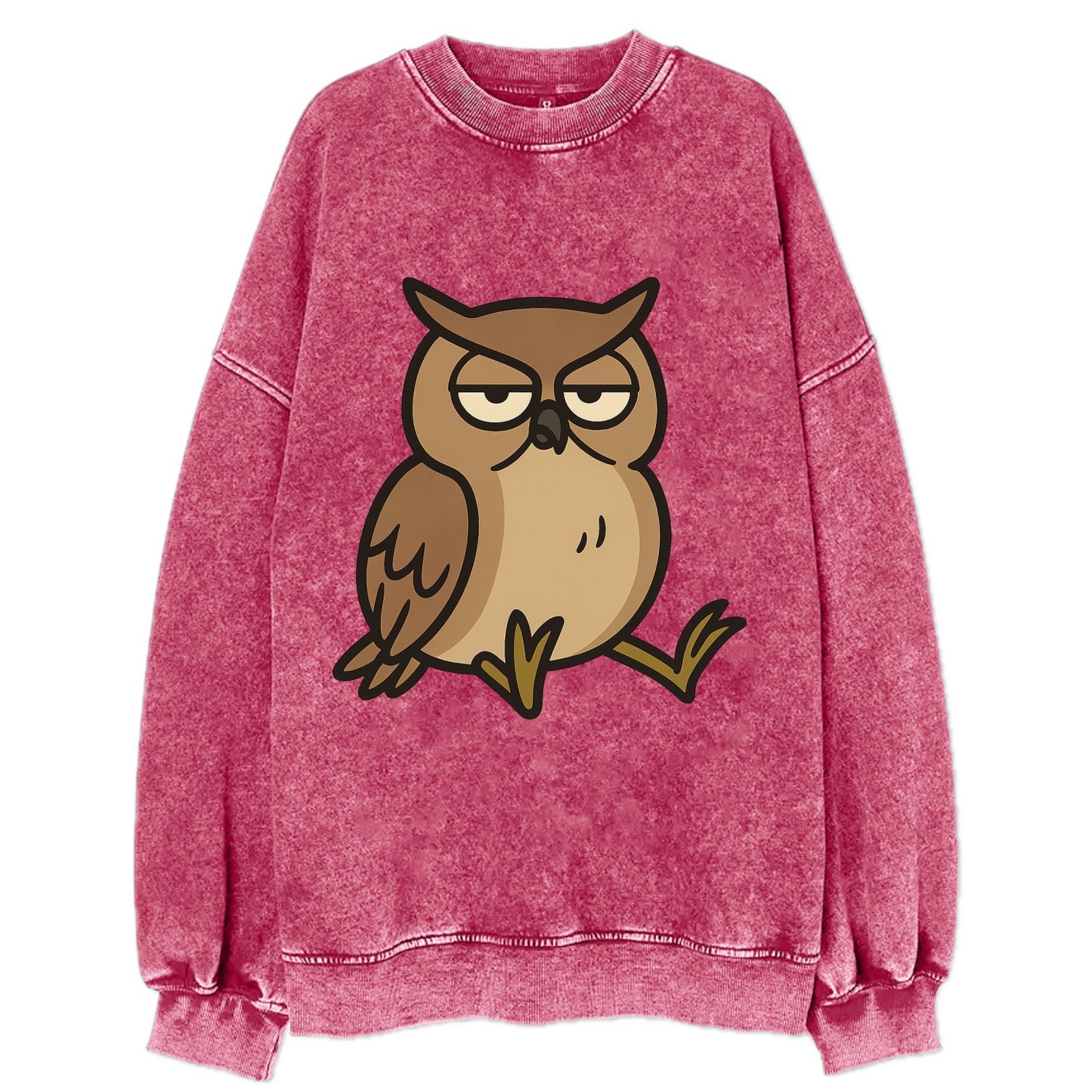 The Owl Judging Silently - Vintage Sweatshirt - Pink