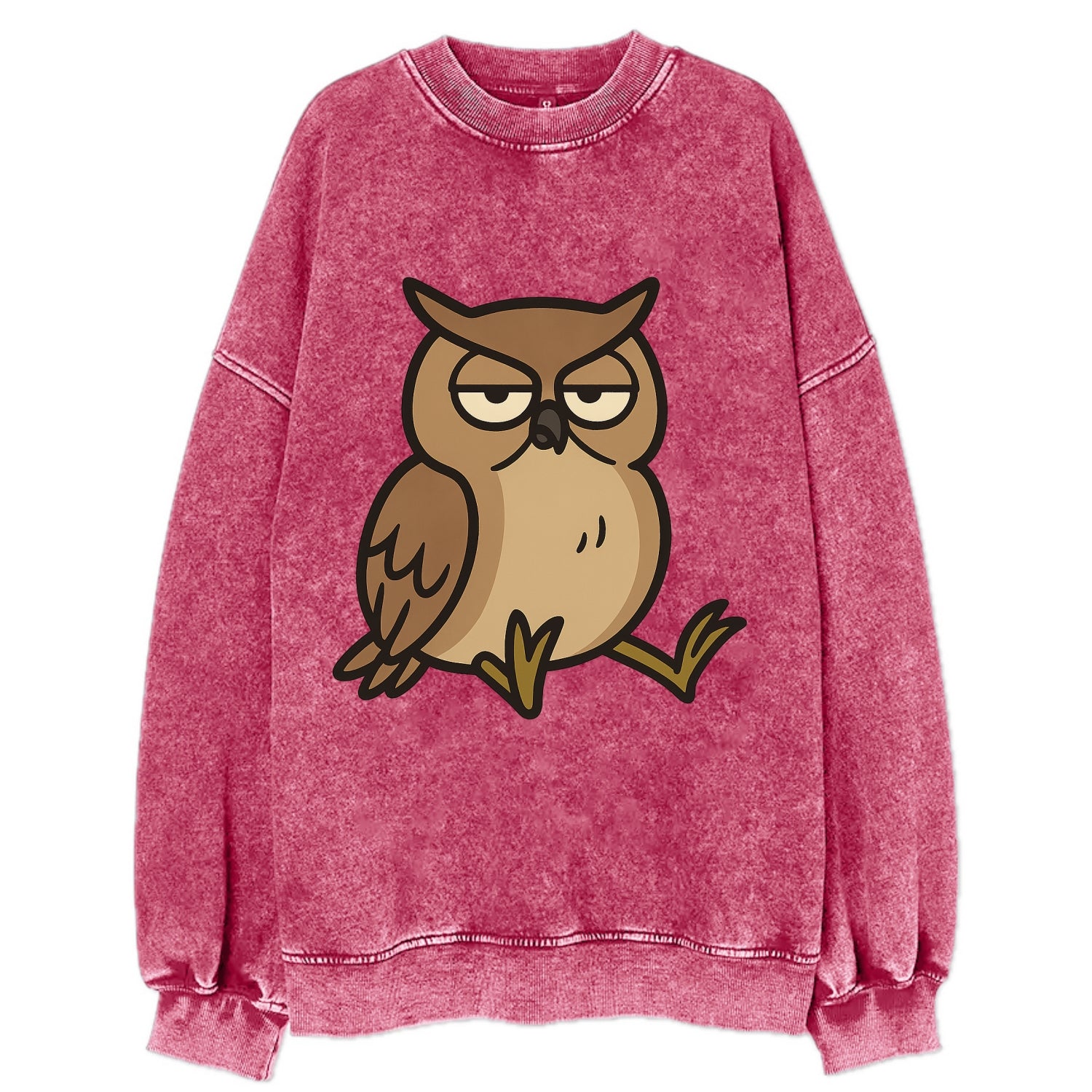 The Owl Judging Silently - Vintage Sweatshirt - Pink