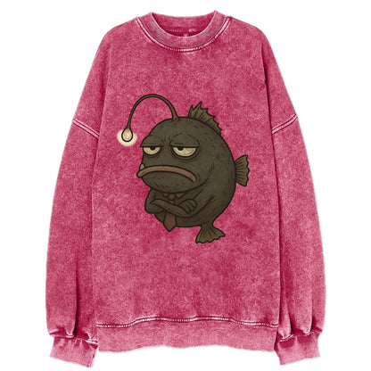 THE ANGLERFISH LURES DISAPPOINTMENT | Dark gray anglerfish with dim light - Vintage Sweatshirt - Pink