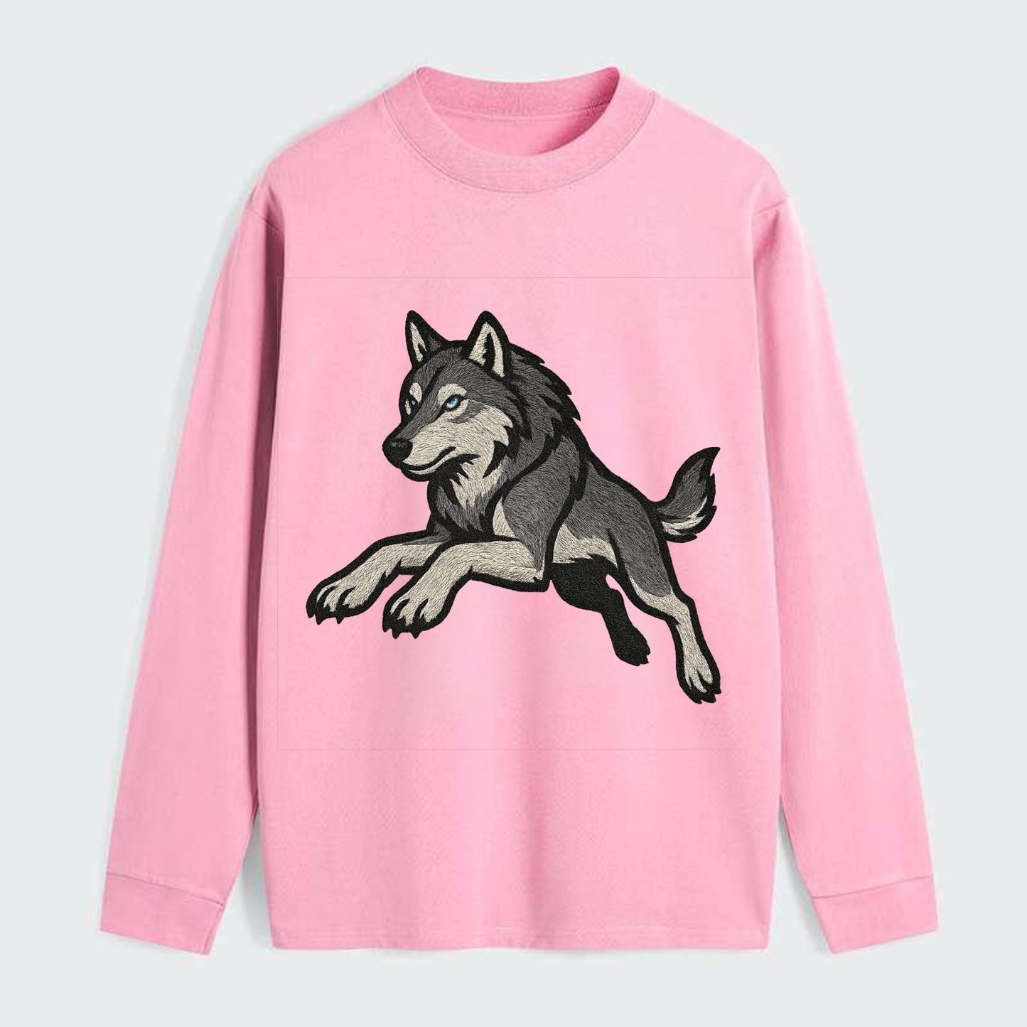 Wolf Leaping Action  - Classic Long Sleeve Shirt - Pink