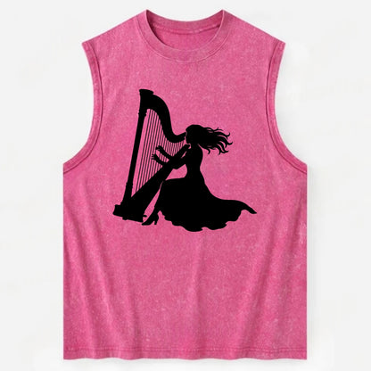 Harpist playing ethereal melody - Vintage Washed Tank - Pink