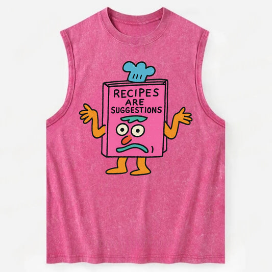 RECIPES ARE SUGGESTIONS | Cookbook shrugging - Vintage Washed Tank - Pink