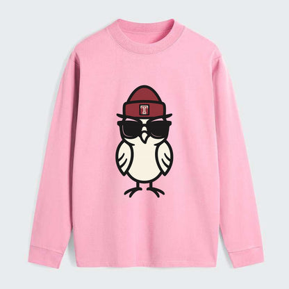 Philadelphia Owl wearing Temple beanie with T patch - Classic Long Sleeve Shirt - Pink