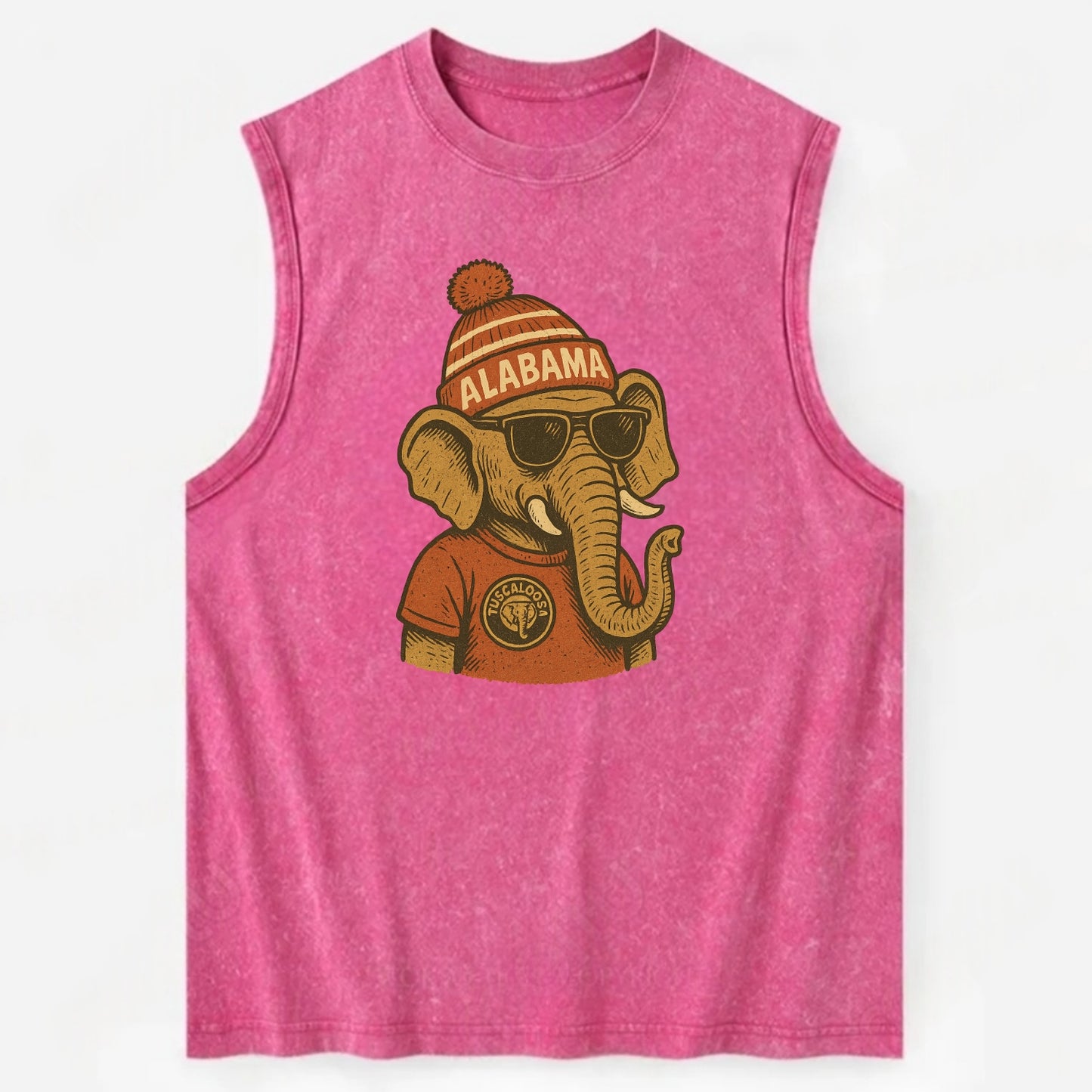 Tuscaloosa Crimson Elephant wearing Alab - Vintage Washed Tank - Pink