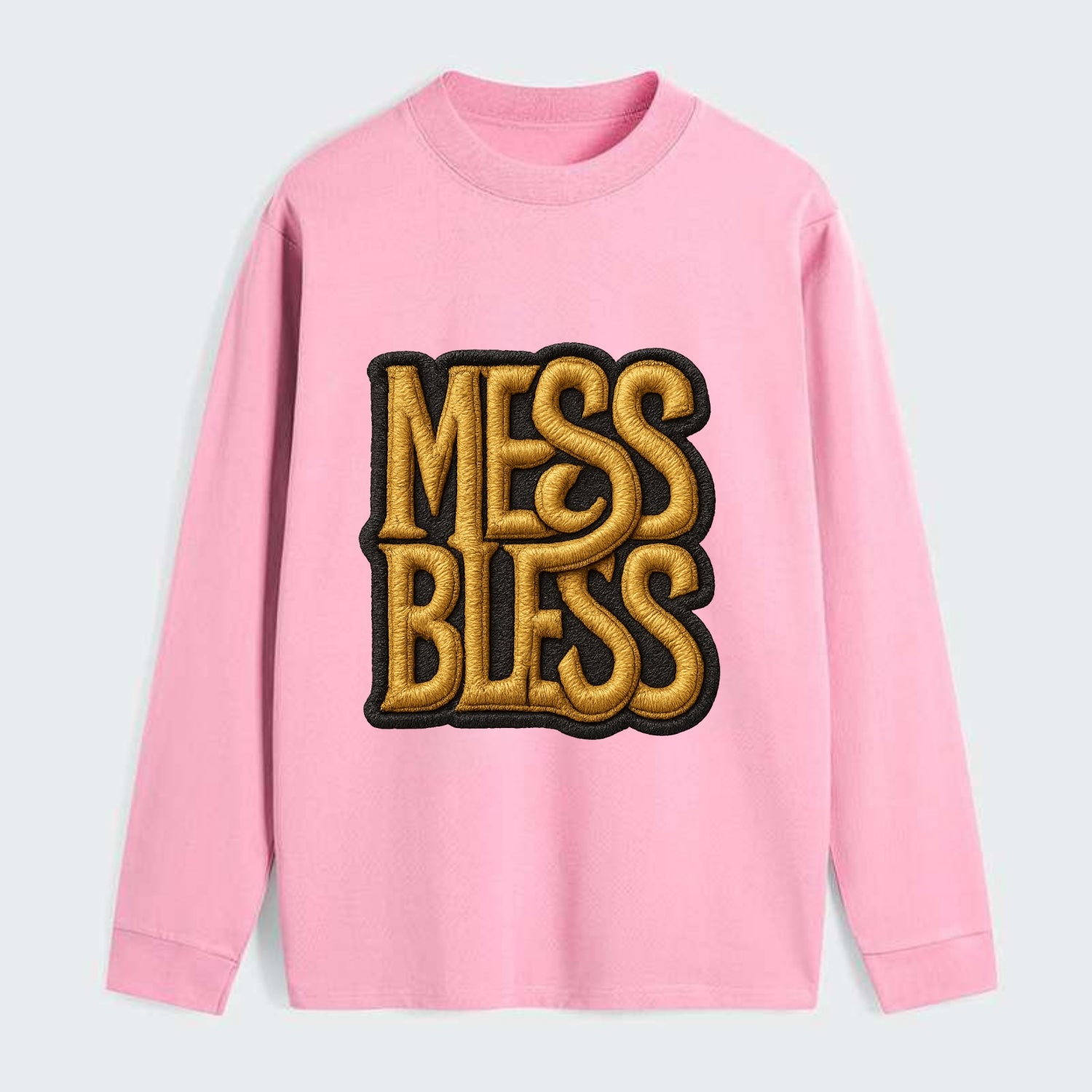 MESS;BLESS UP Gold Metallic Visor - Classic Long Sleeve Shirt - Pink