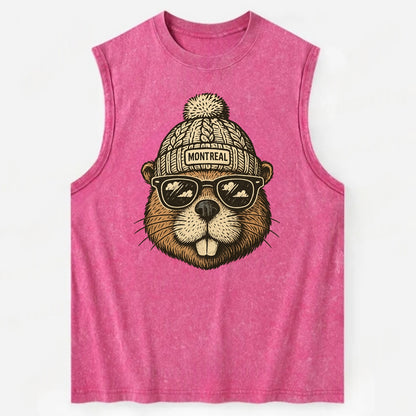 Montreal Beaver wearing Montreal beanie - Vintage Washed Tank - Pink