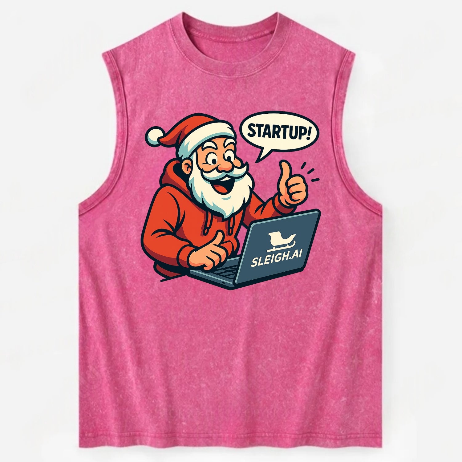 Santa Tech Startup CEO - Vintage Washed Tank - Pink