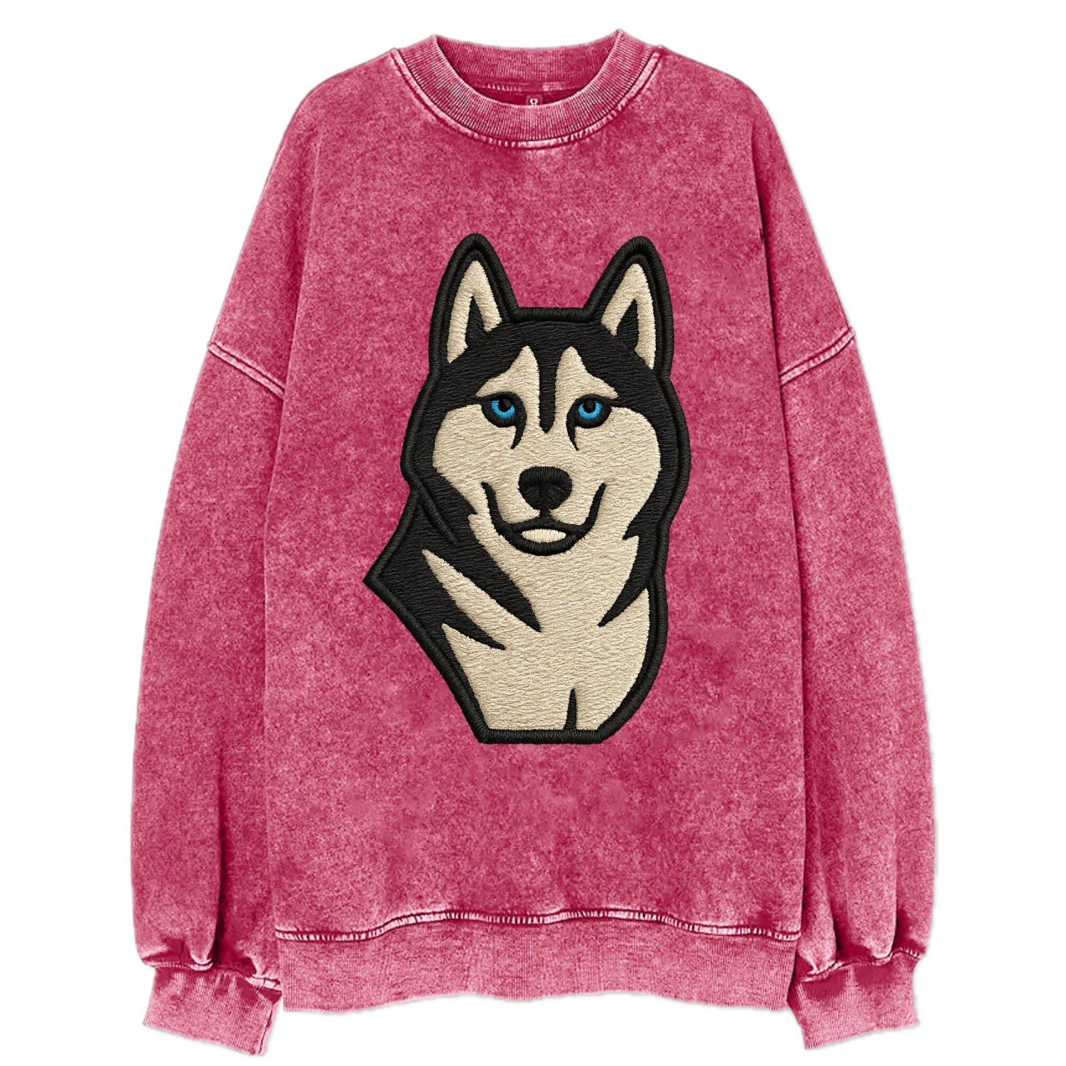 Husky - Blue eyes close-up portrait - Vi Vintage Sweatshirt - Pink