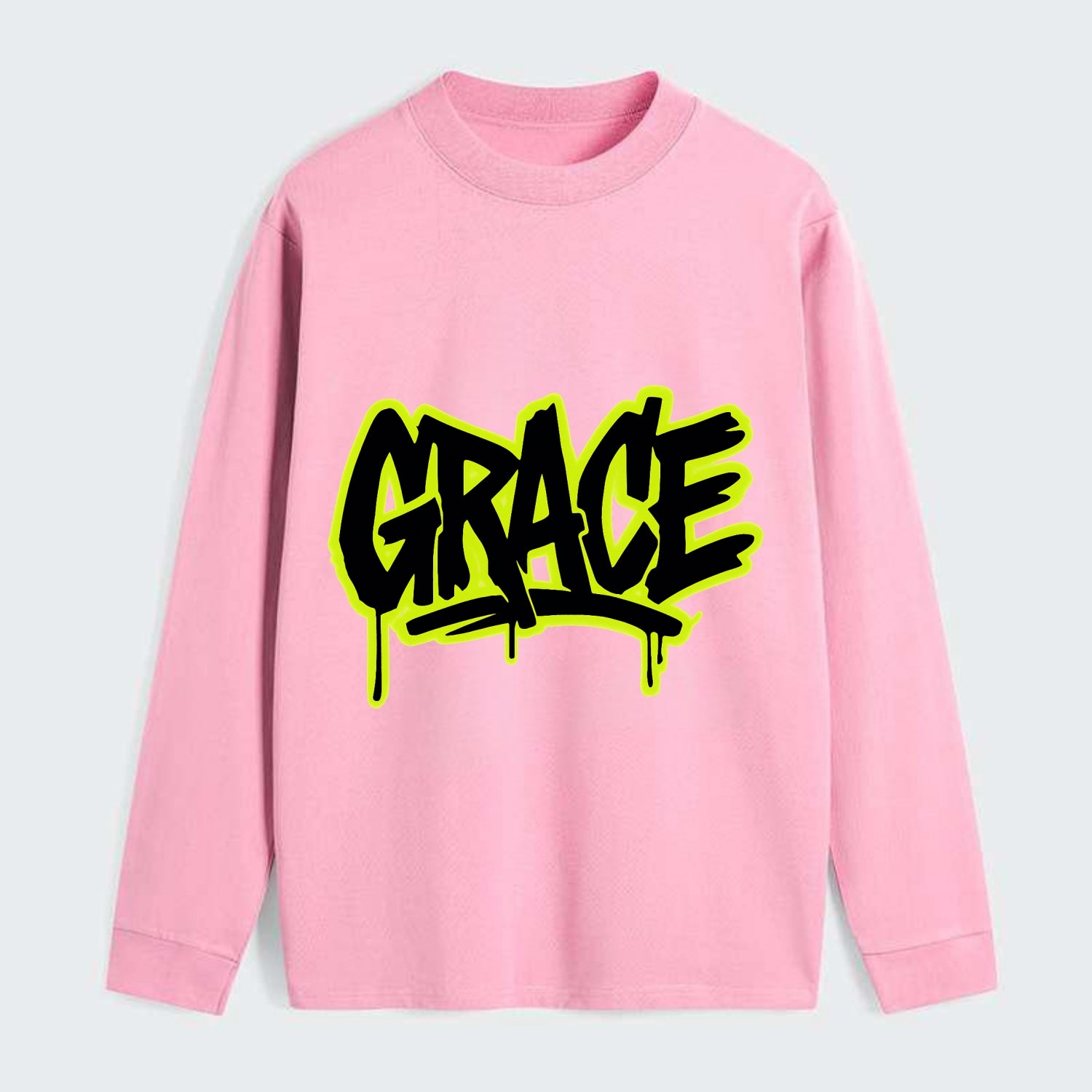 Bold typography design - "GRACE" - elegance under pressure, divine favor - Classic Long Sleeve Shirt - Pink