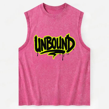 Bold typography design - "UNBOUND" - without limits, free from constraints - Vintage Washed Tank - Pink