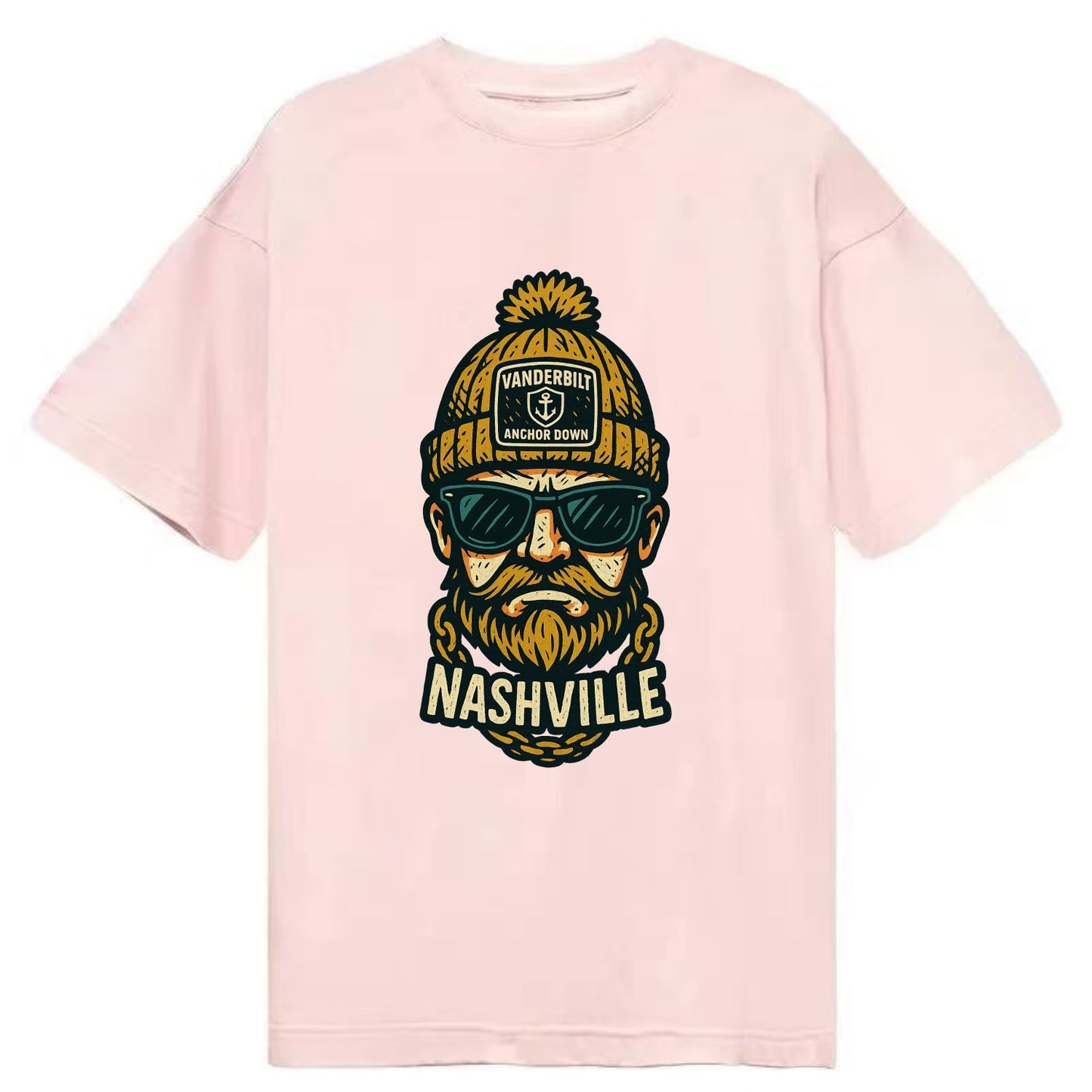 Nashville Commodore wearing Vanderbilt beanie with anchor patch - Classic T-shirt - Pink
